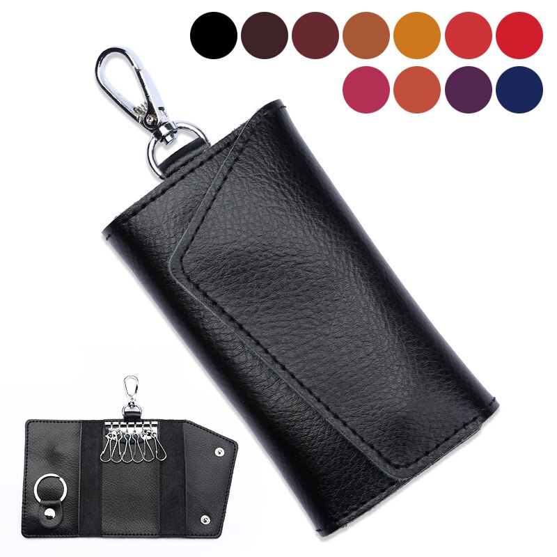 Genuine Leather Keychain Men Women Key Holder Organizer Pouch Cow Split Car Key Wallet Housekeeper Key Case Mini Card Bag