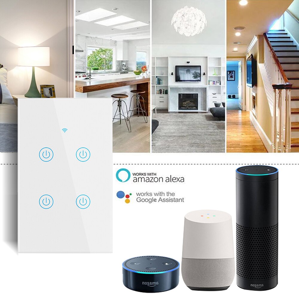 Smart Tuya Living Home WiFi Remote Control Wall Switch Voice Control Touch Sensor LED Light Switch Alexa Google Home 220V