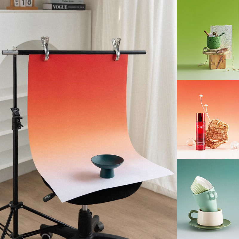 Cenários fotográficos de cor gradiente 57*87cm, 2 lados, fundos fotográficos, papel de parede, estúdio, produtos à prova d'água, adereços fotográficos