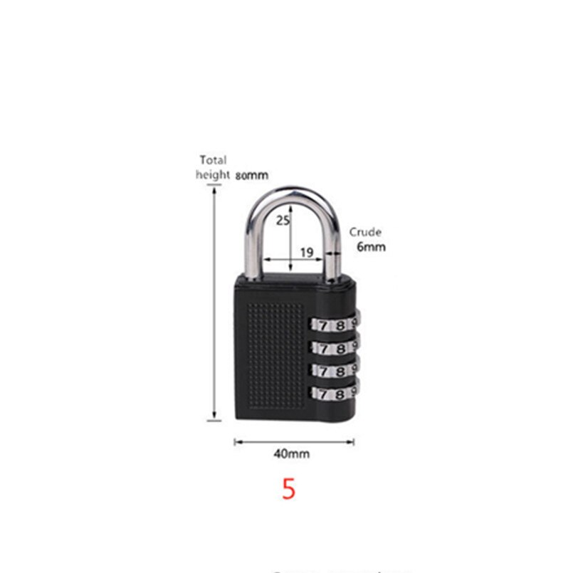 80*40*14mm Heavy Duty 4 Dial Digit Combination Lock Weatherproof Security Padlock Outdoor Gym Safely Code Lock Black Four Models: Black 5