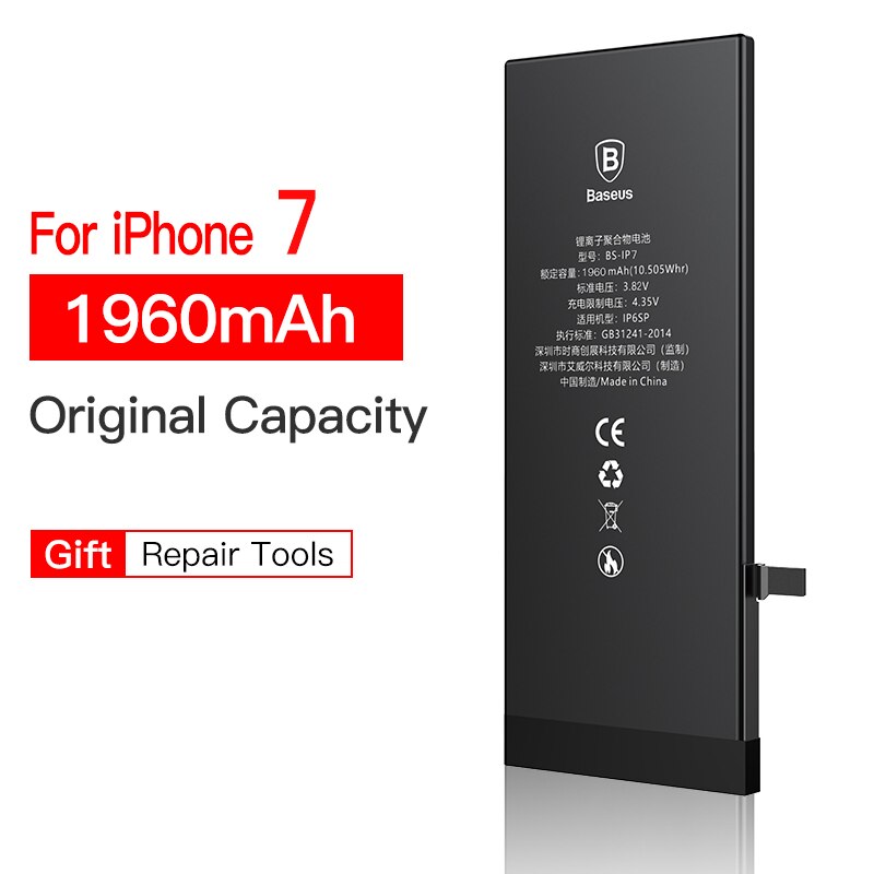 Originele Batterij Mobiele Telefoon Batterij Voor iPhone 7 7 Plus 7 plus Hoge Capaciteit Bateria Vervangende Batterij Voor iPhone7 7 p: 1960mAh For iP 7