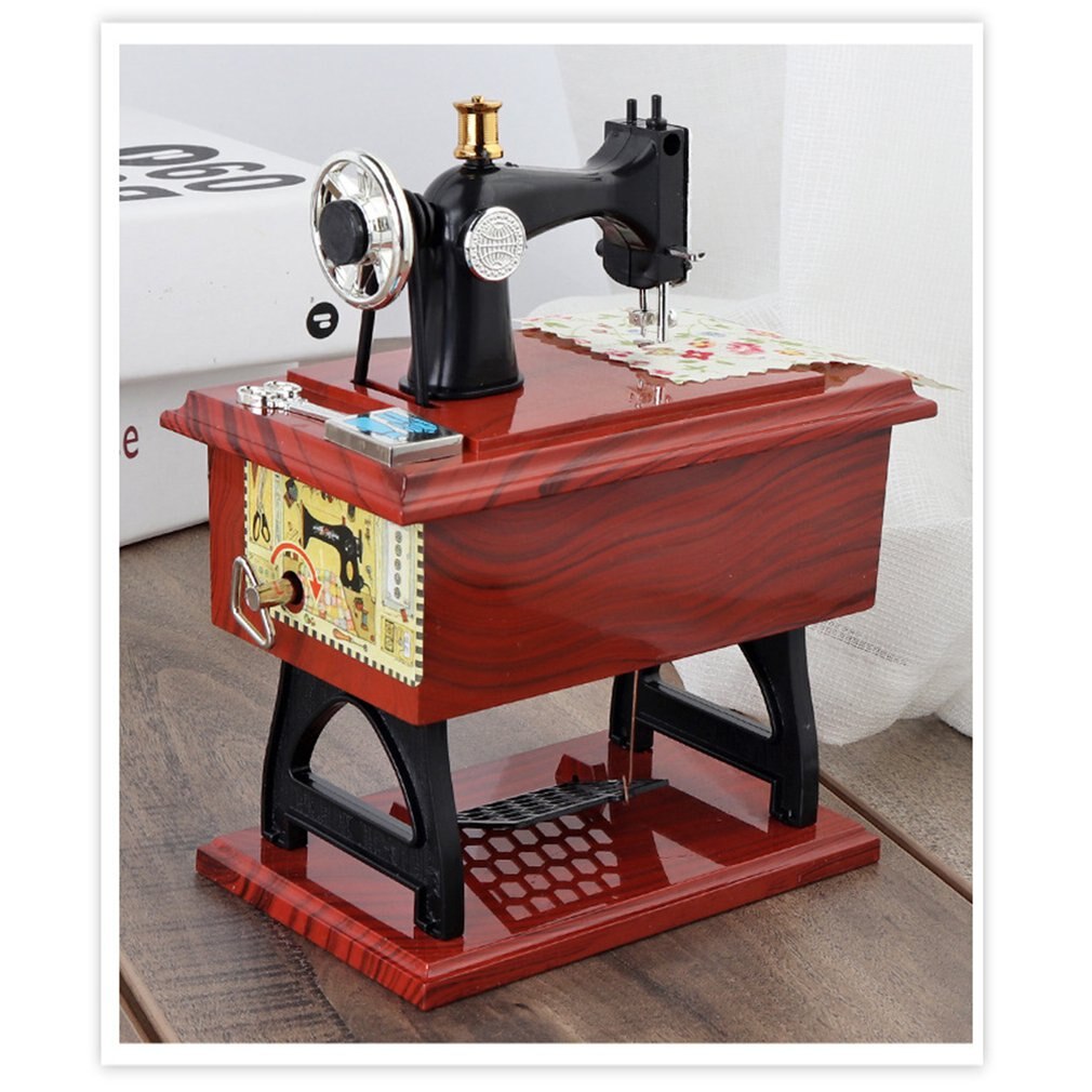 Trumpet Sewing Machine Music Box Nostalgic Simulation Music Box great Retro sewing machine music box