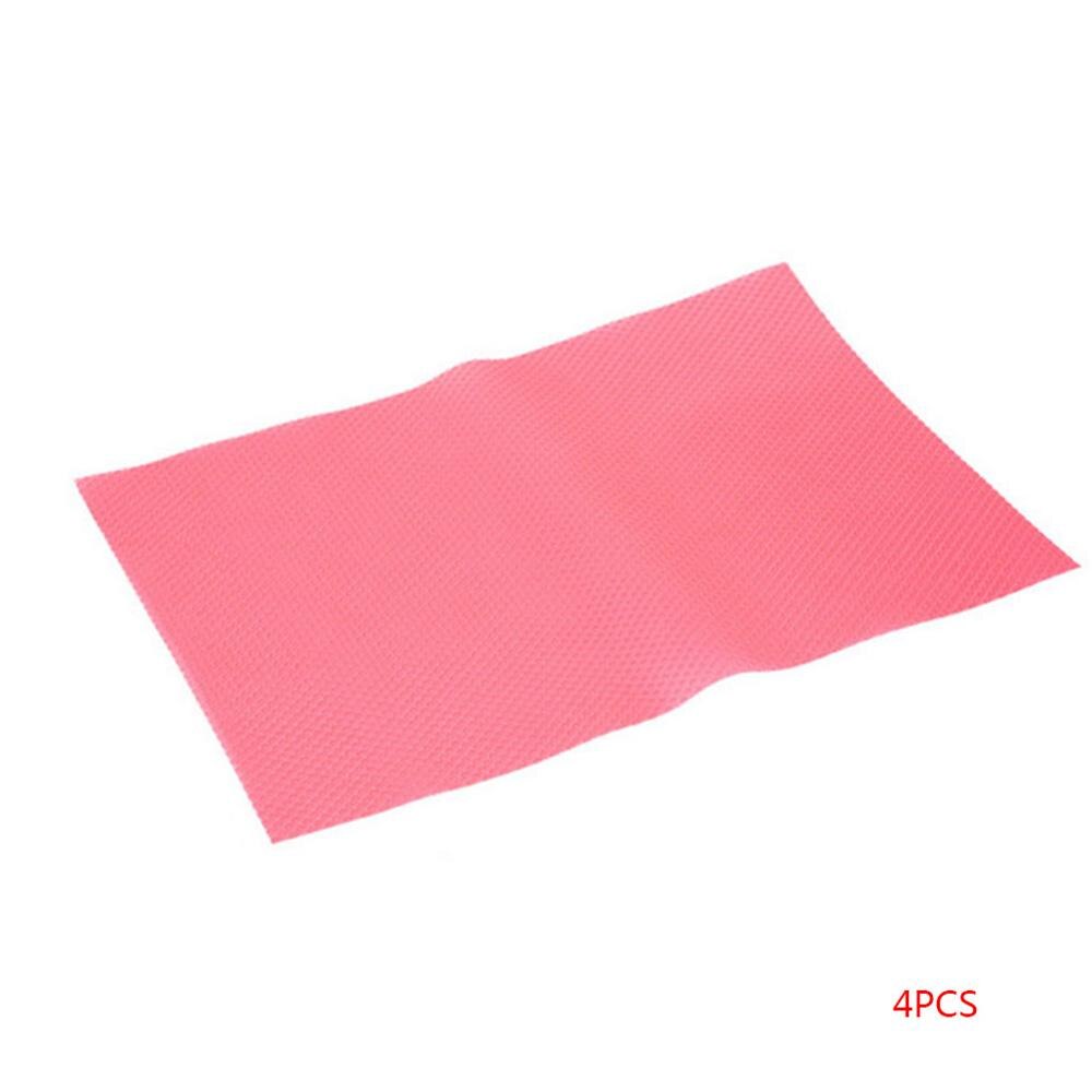 4 stuks/set koelkast waterdichte matten op maat gemaakte matten snijdbare koelkast antibacteriële antifouling pad keukentafel placemat: Roze
