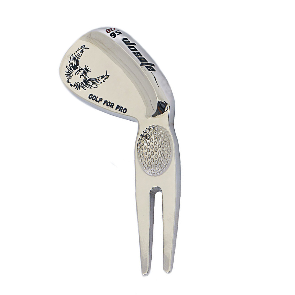 Lightweight Golf Putting Green Repair Tools Divot Fork Pitchfork Lawn Repair Club Rest Kit Metal Golfer Keepsake Souvenir: Silver