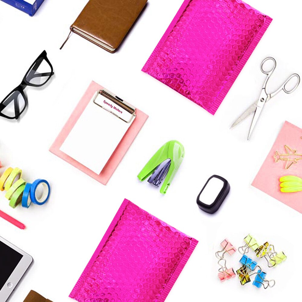 10pcs Rose Pink Foil Bubble Bags Metallic Bubble Mailers Aluminized Postal Bags Wedding Packaging Padded Envelopes