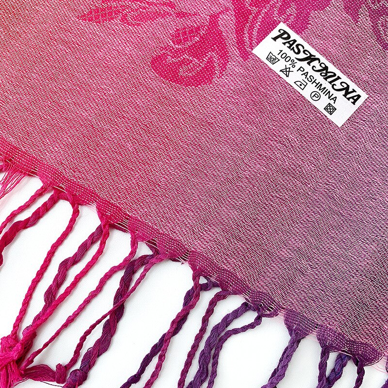 Regenboog Sjaal Voor Vrouwen Lange Kwast Sjaal Jacquard Gradiënt Kleuren Pashmina Sjaal Soft Wrap Voor Cocktail Wedding Party Poncho
