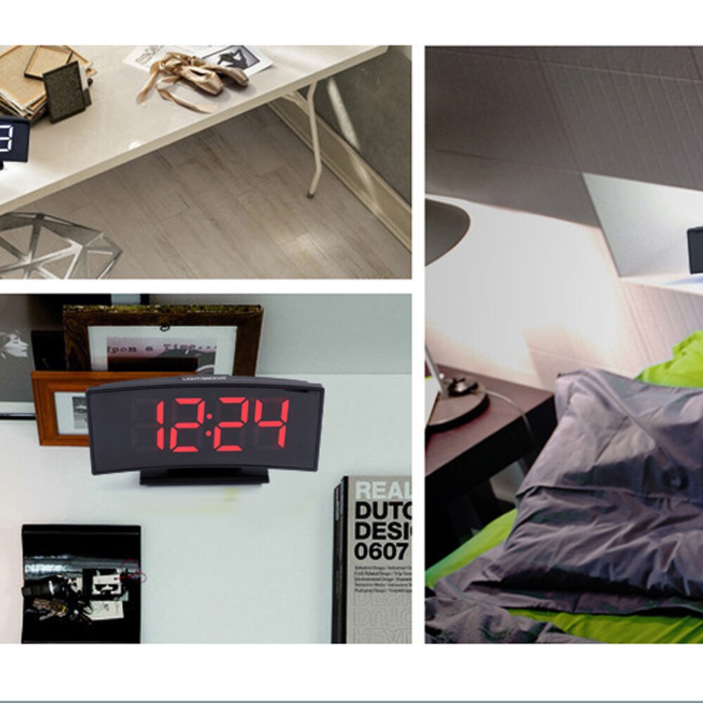 Electronic Table Clock Mute Mirror Alarm Clock Multifunctional 3 In 1 Digital Clock Thermometer Calendar LED Large Screen