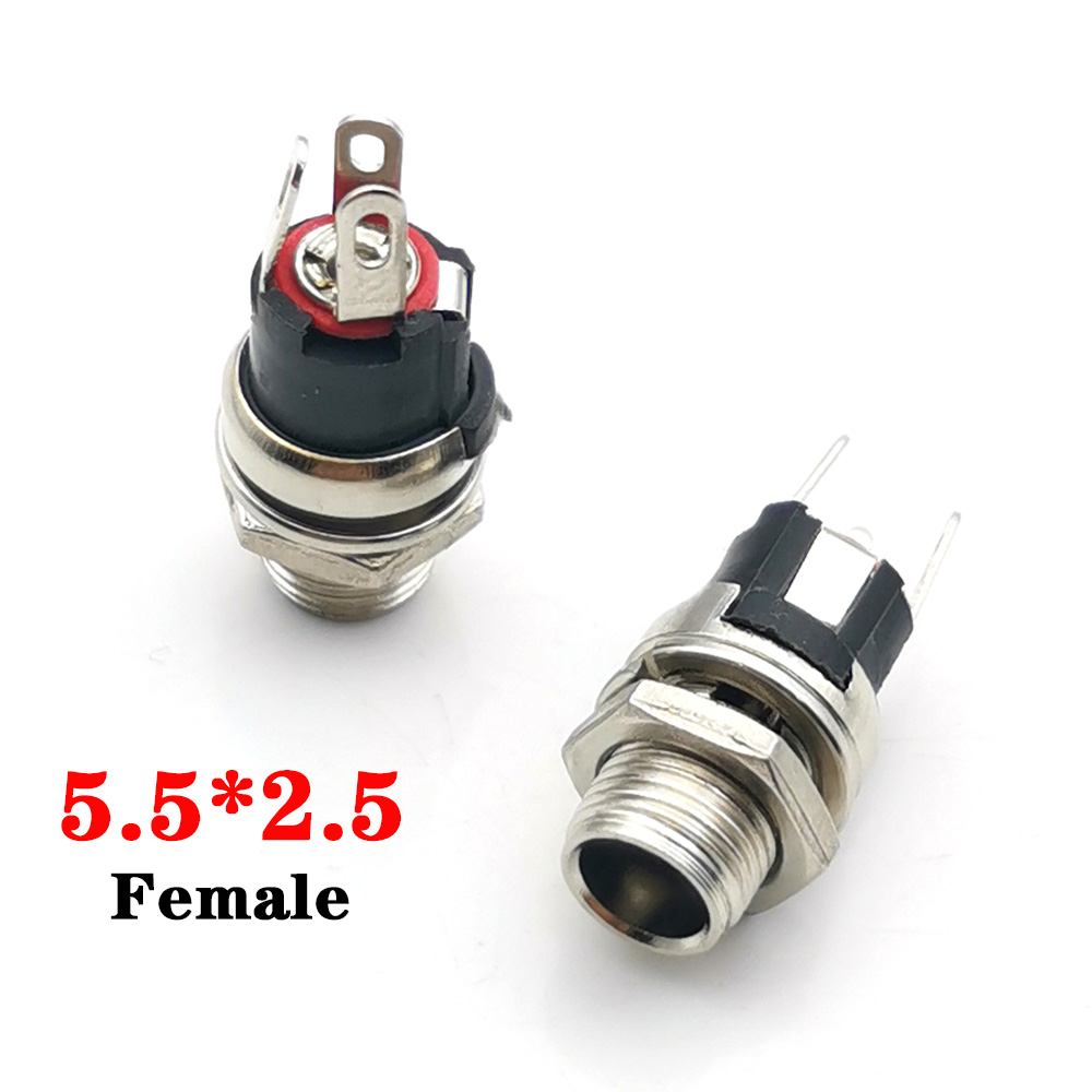 5 uds 5,5x2,5mm 5,5x2,1mm DC 12V conector de alimentación macho enchufe hembra adaptador de conector de Metal con bloqueo de rosca 5,5*2,1 5,5*2,5: Multicolor