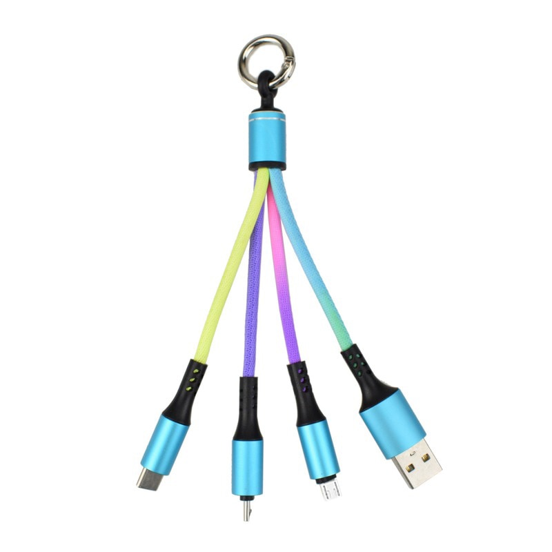 3 in 1 Kurze USB Kabel Für iPhone Samsung Android Handy für Micro USB Typ C Multi Keychain Tragbare daten Linie Schnur 2A: Multi Color