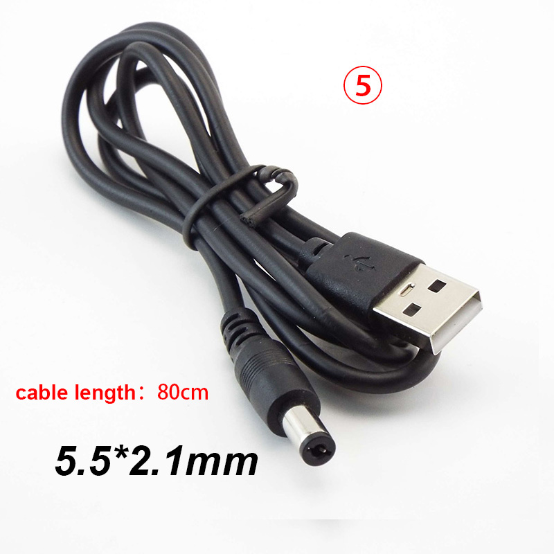 USB type A Male to DC 3.5 1.35 4.0 1.7 5.5 2.1 5.5 2.5mm male plug extension power cord supply Jack cable connector J17: green