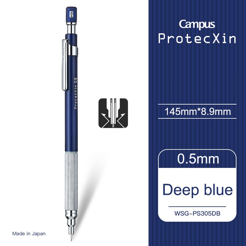 Kokuyo protecxin wireless de metal da série, suporte antiderrapante para caneta, desenho automático de estudante com centro baixo da gravita, 1 peça: deep blue