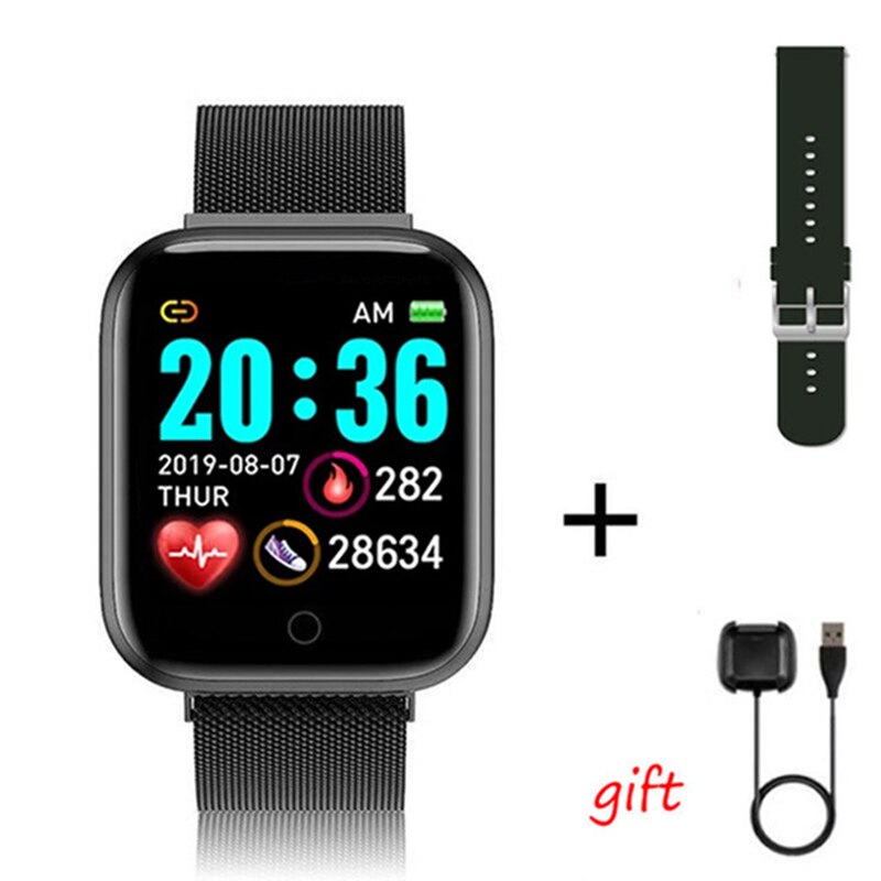 Smart Uhr P6 Frauen Blutdruck Monitor Fitness Tracker Sport Bluetooth Smartwatch D20 Pro Uhr für xiaomi apple PK i5: D20Pro Steel Black