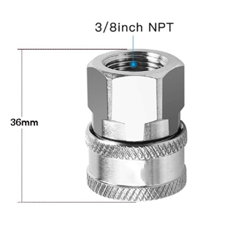 3-Piece Stainless Steel High Pressure Washer Adapter Kit NPT3/8 for 4500-7500PSI High Pressure Washer Nozzles