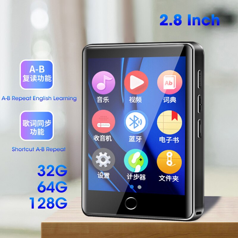 M7 Metalen MP4 Speler Bluetooth 5.0 Ingebouwde Luidspreker 2.8 Inch Grote Touch Screen Mp3 E-Book Stappenteller Opname Radio video