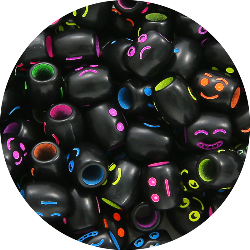 30 Stks/partij Willekeurig Gemengde Smiley Gezicht Acryl Barrel Haar Vlecht Dreadlock 5Mm Hold Buis Kralen Voor Diy Handgemaakte Sieraden maken: 7.5x3.5cm