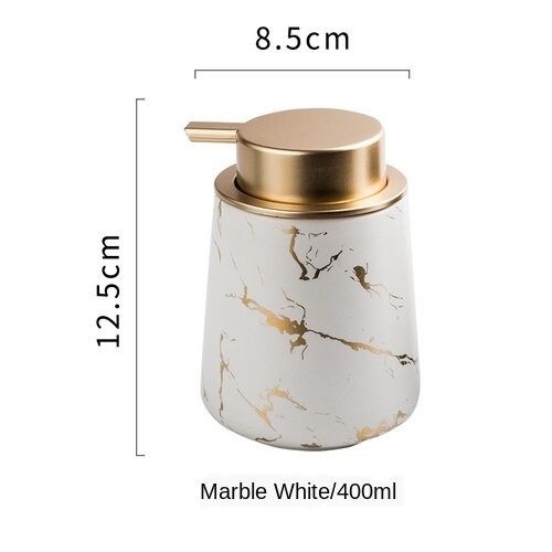 Keramische Marmer Patroon Hand Zeep Fles Badkamer Benodigdheden Douche Gel Shampoo Conditioner Ontsmettingsmiddel Fles Druk Fles 400Ml: Marble White
