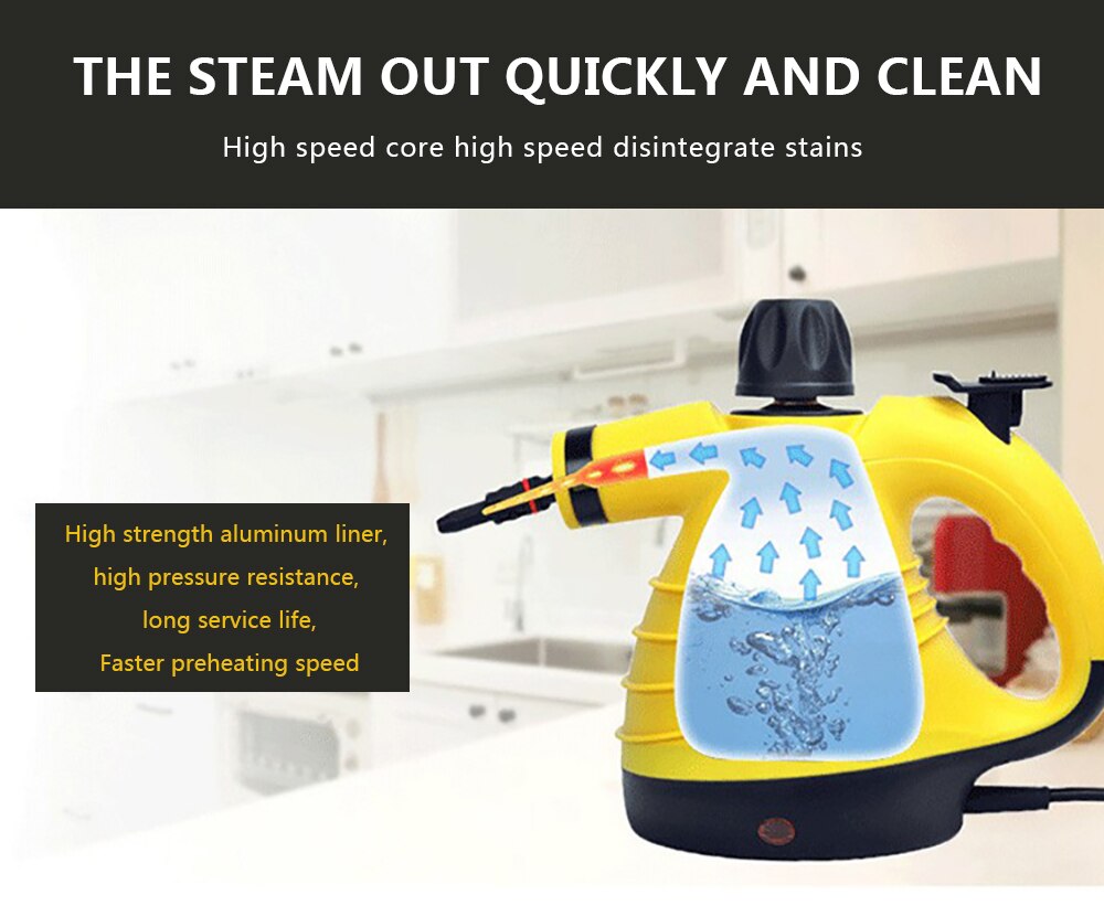 Handheld Steam Cleaner Multi-Purpose Pressurized Portable Steamer with 9-Piece Accessory Set for Bathroom Kitchen Surfaces Car