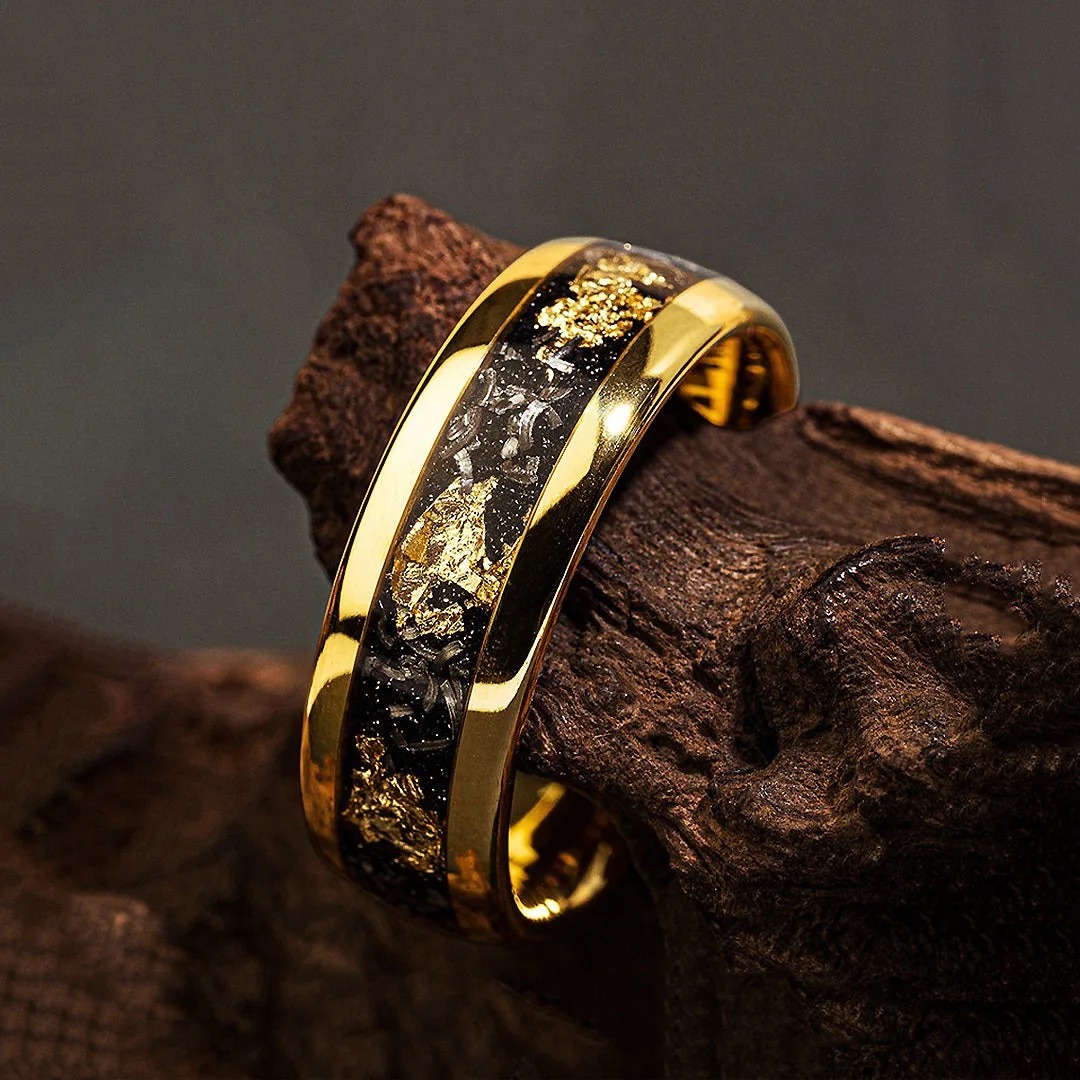 8mm miesten ruostumattomasta teräksestä valmistettua sormusta, meteoriittikorvakorut, miesten ja naisten hääsormukset, kihlasormus