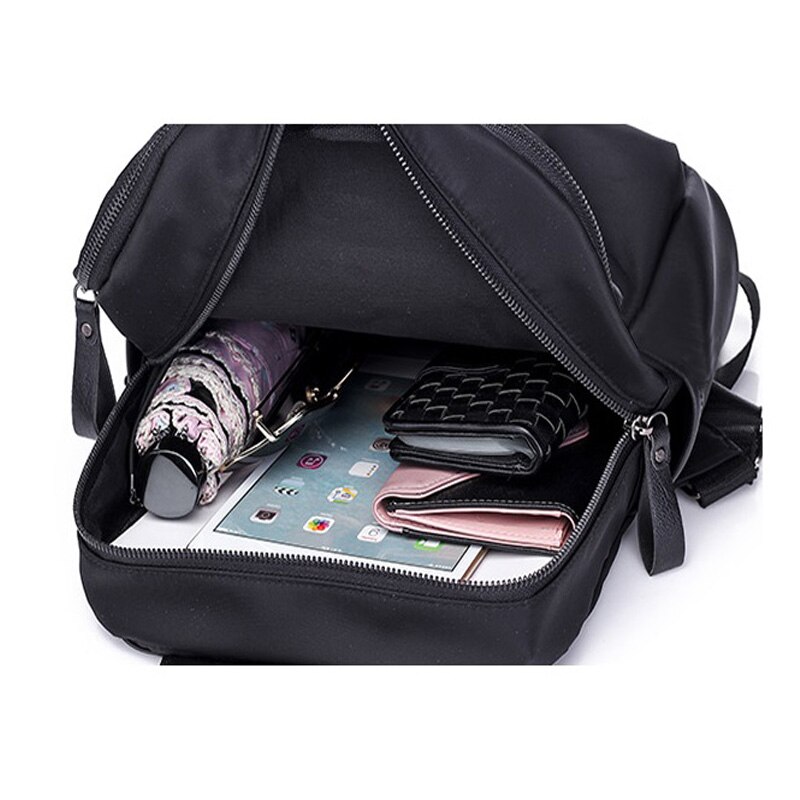 Women Small Nylon Waterproof Cloth Backpack Ladies Korean Trend Casual Students Campus Travel bag Oxford Black Color TCL01