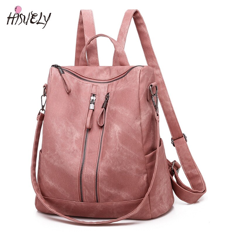 HISUELY Bohemia Women Shoulder Bag PU Leather Travel Backpack School Bag for Girl Sac a Dos Feminina BG899B