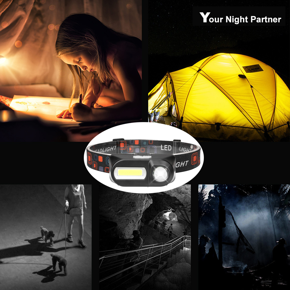 Fiske led pandelampe campinglys bærbar mini xpe cob usb pandelampe fiskeforlygte lommelygte lommelygte brug 18650