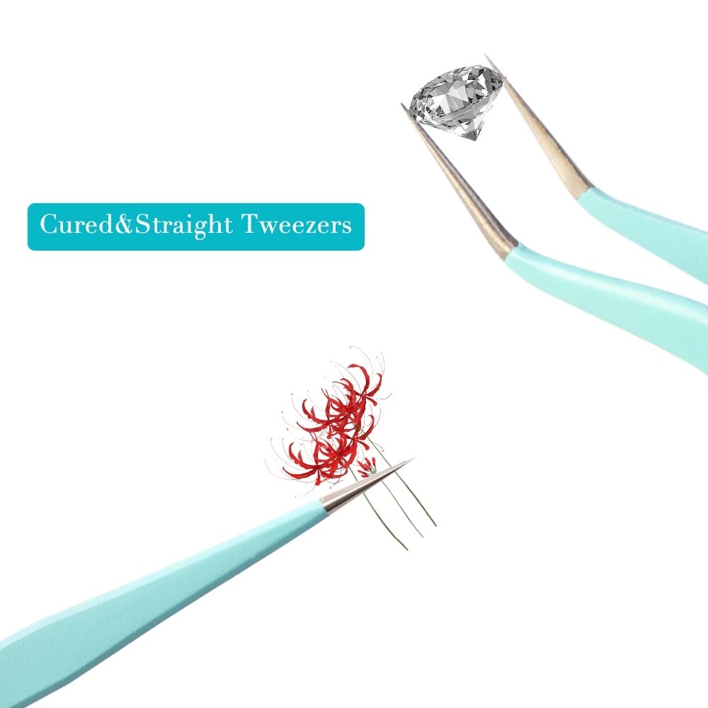 Gekleurde Wimper Pincet Voor Extensions Professionele Rvs Lash Pincet Set Make-Up Tool Wimper Extension Supplies
