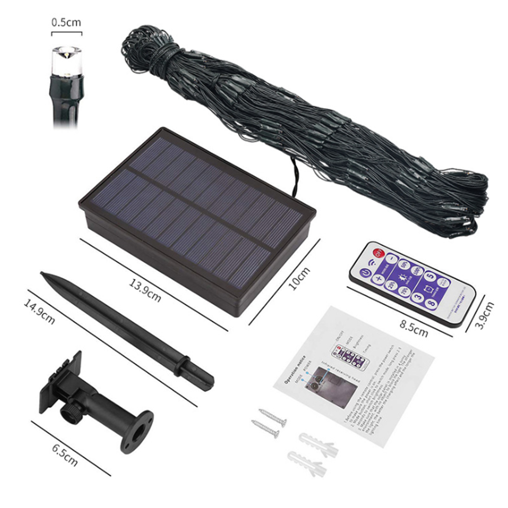Remote Control Smart Solar LED Outdoor Waterproof Christmas Halloween Dinner Bar Decoration Upgraded Large Capacity Net Light