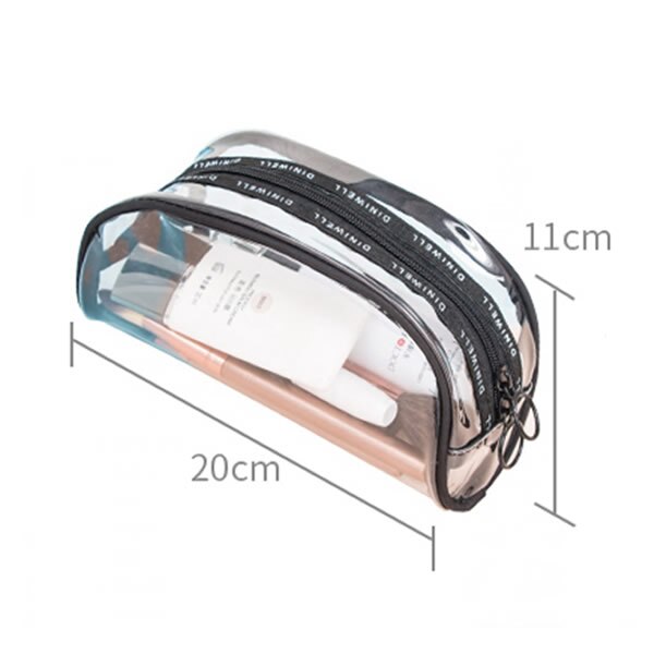 UOSC Women Transparent Cosmetic Bag Zipper Travel Make Up Case Makeup Beauty Organizer Storage Pouch Toiletry Wash Bath Bag: Small