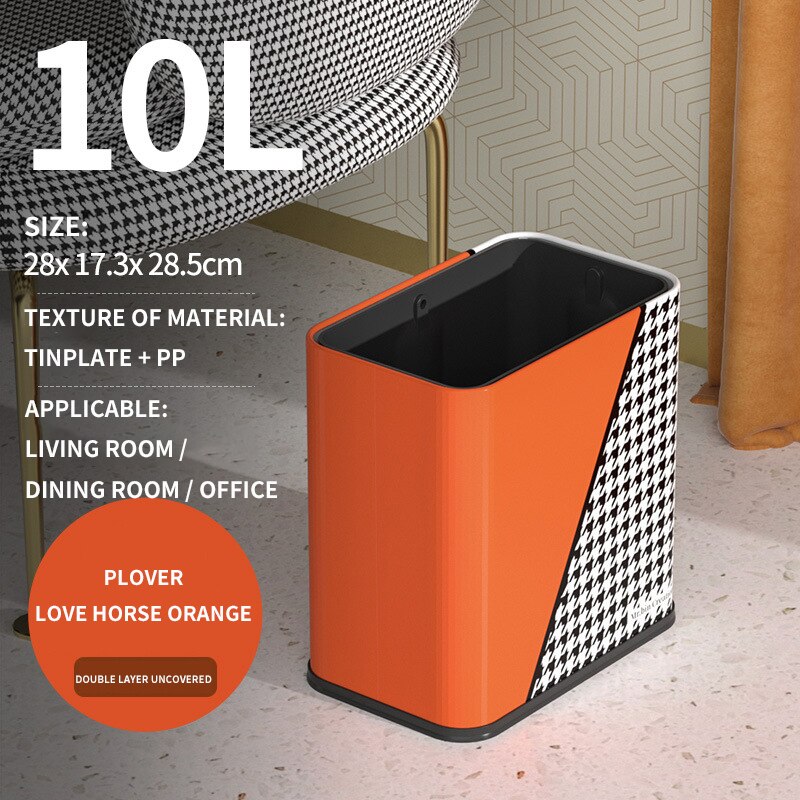 Luxus Bad Mülleimer Hause Grid Schachbrett Muster Doppel Schicht Coverless Abfall Papierkorb Büro Schmale Wc Abfall Bin: Orange Plaid