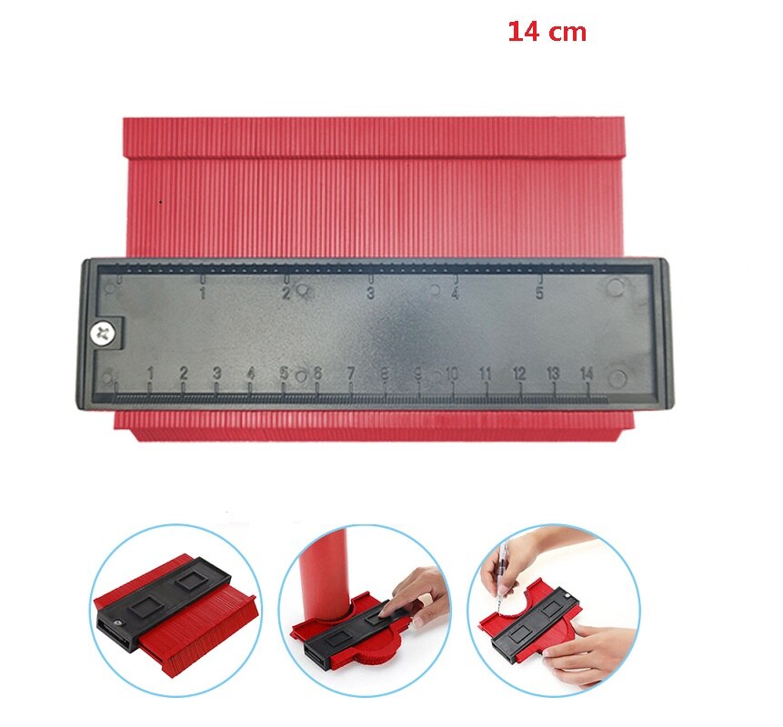 12/14/25cm plast kontur profil måler meter duplikat merking måle måleverktøy laminat tre fliser radian linjal verktøy: 6 tommer rød