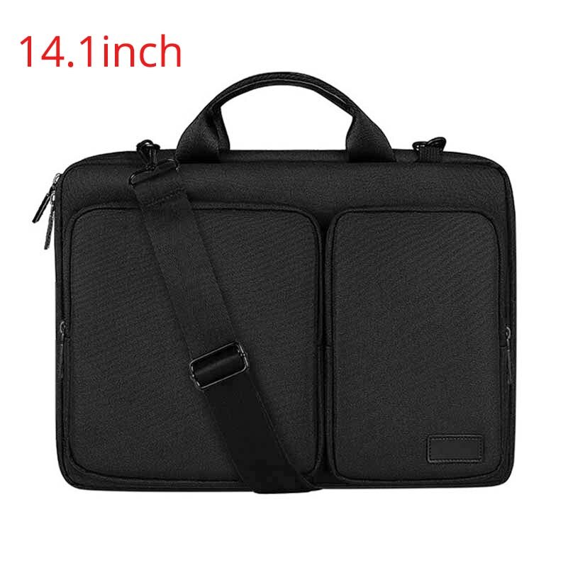 Bolsa impermeable para ordenador portátil 13,3, 14,1, 15,6 pulgadas, bolso de hombro para mujer y hombre, maletín para documentos, funda protectora: black14