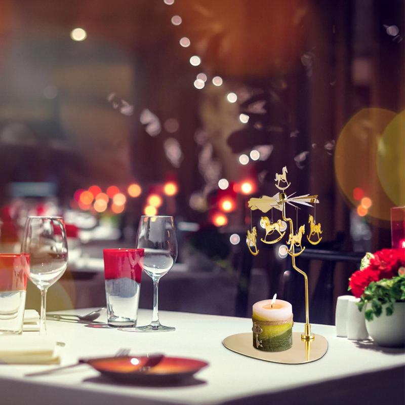 Candlestick Rotating Spin Carousel Tea Light Candle Holder Aromatherapy Wind Chime Candle Holder Aromatherapy Accessories