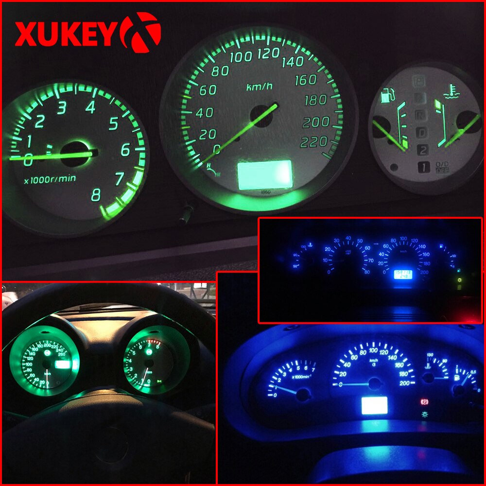 10pcs T5 LED Car Dash Dashboard Lights 74 73 286 Instrument Panel Lamp Speedometer Wedge Side Bulb Concave Lens Green White Blue