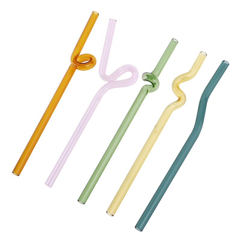 Artistry Glass Straws Twist Reusable Straws Heat Resistant Glass Milk Tea Straw