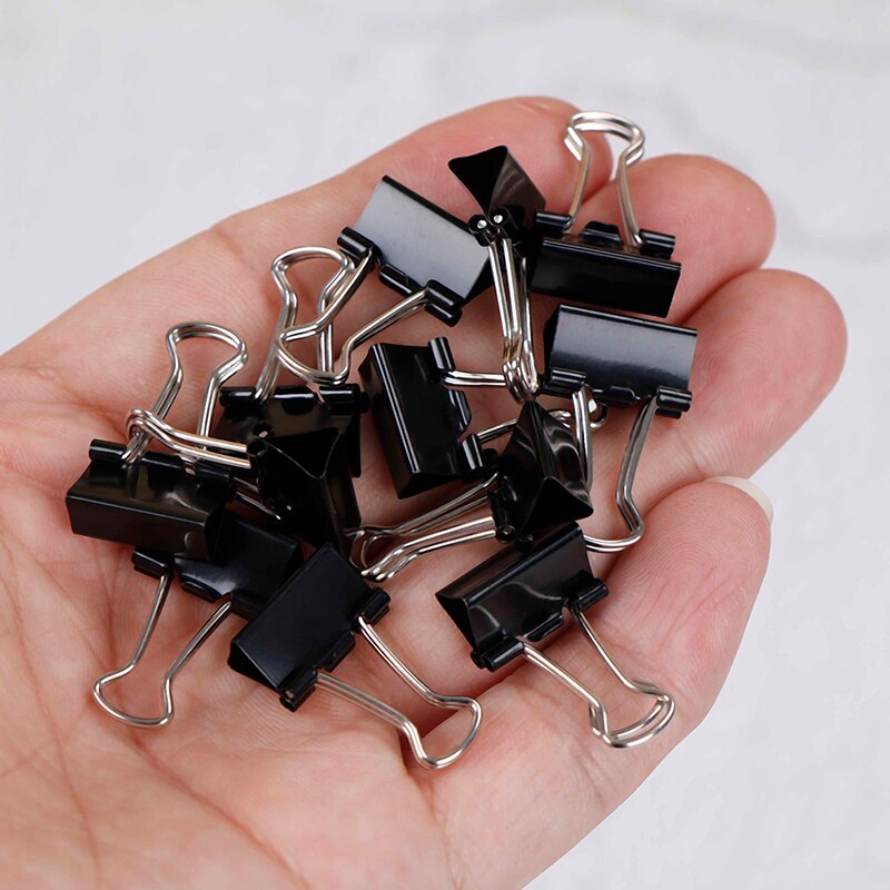 Sort metal binder clips fil papir clip foto stationære kontorartikler 12 stk/sæt
