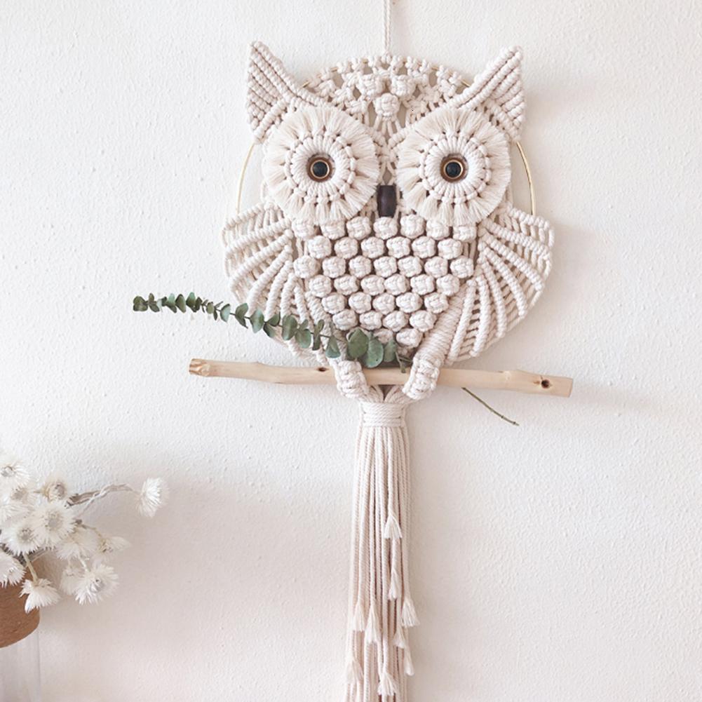 Novedosos búhos atrapasueños macramé de algodón para colgar en la pared borlas hechas a mano atrapasueños decoración del hogar 15/30cm