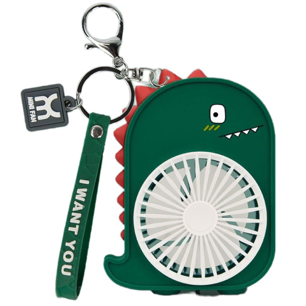 Draagbare Handheld Dinosaurus Fan Bevochtigen Handheld Licht Kleine Slaapzaal Luie Student Netto Cover Fan Anti Skid Platform: green