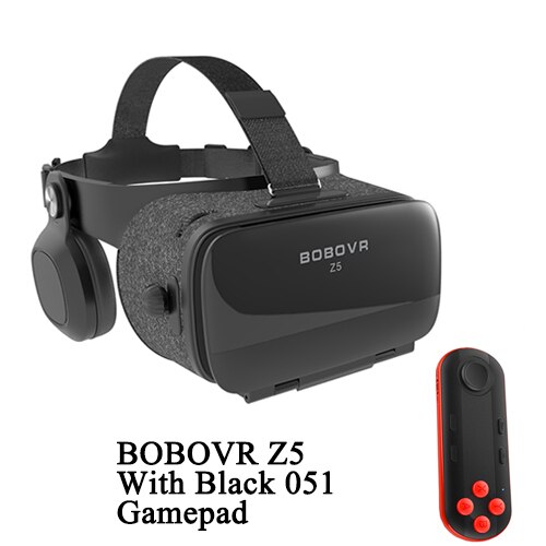 BOBOVR Z5 120 FOV VR Virtual Reality Glasses Remote 3D Android Cardboard VR 3D Headset Stereo Helmet for Smartphones 4.7-6.2: 051 Black Gamepad