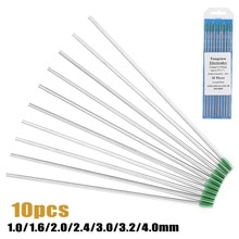 Electrodos de soldadura de tungsteno TIG, Punta verde WP, 1,6/2,0/2,4/3,0/3,2/4,0x175mm para soldadura de acero al carbono, 10 Uds.