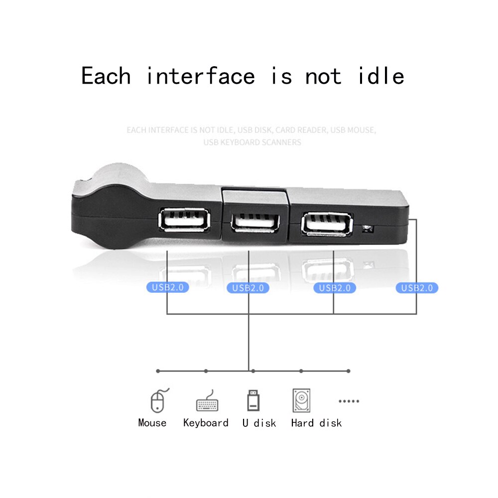 USB Hub 3 Ports USB 2.0 Splitter Rotary For PC Laptop Notebook Keyboard Mouse Hard Disk MacBook Gamer
