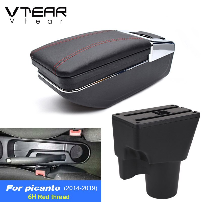 Vtear For Kia Picanto Armrest Interior Center Console Storage Box Arm Rest Car-styling Decoration Accessories Parts Organizer: Type1 6H Red
