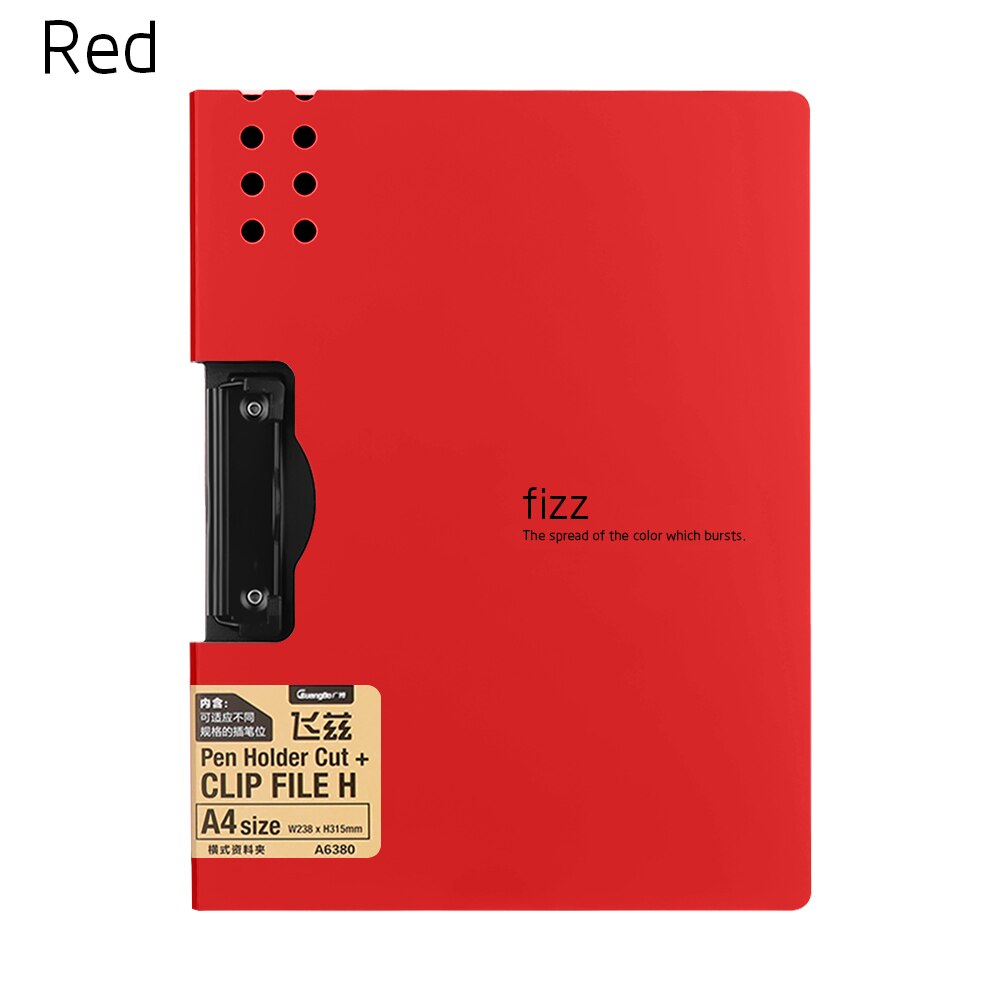 1 PC Horizontal A4 File Folder Matte Texture Portable Pad Writing Board Office Metting File Pocket Stationery School Supplies: Red