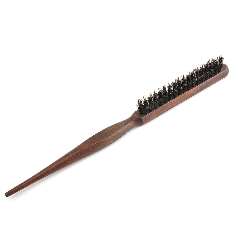 Wood Handle Natural Boar Bristle Hair Brush Fluffy Comb Hairdressing Barber Wood-color: Default Title