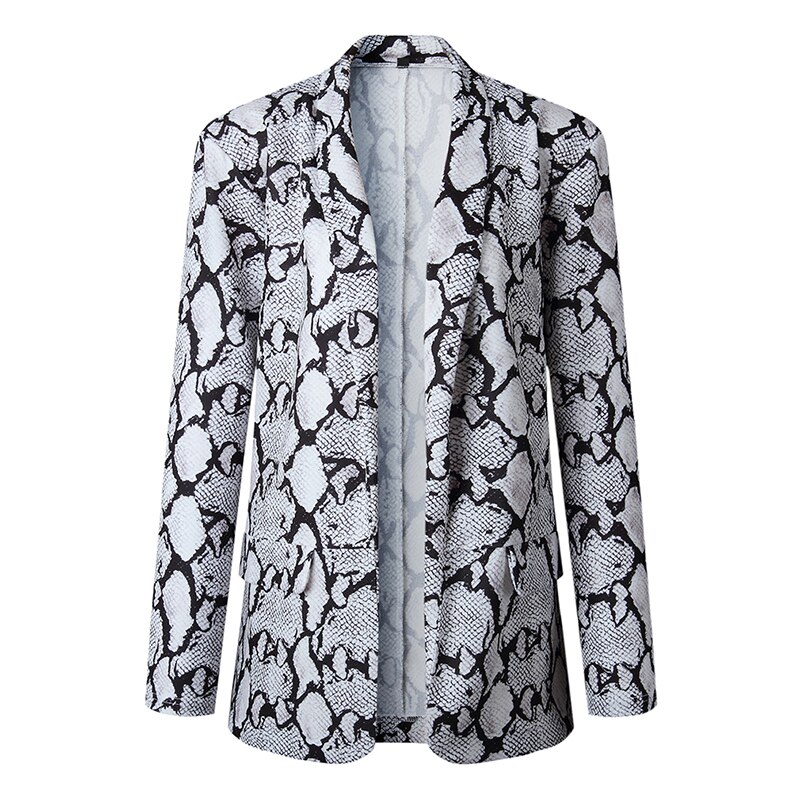 Blazer de manga larga con estampado de serpiente para Mujer, chaqueta de motorista, prendas de vestir, Tops, chaqueta con estampado de serpiente, Chaqueta larga para invierno