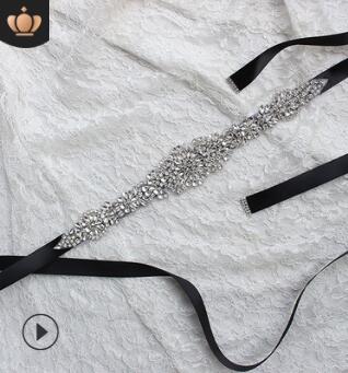 Crystal Bruiloft Accessoires Satijnen Trouwjurk Riem Bruids Lint Tailleband Sjerp Riem Voor Avond Prom Jurken: black