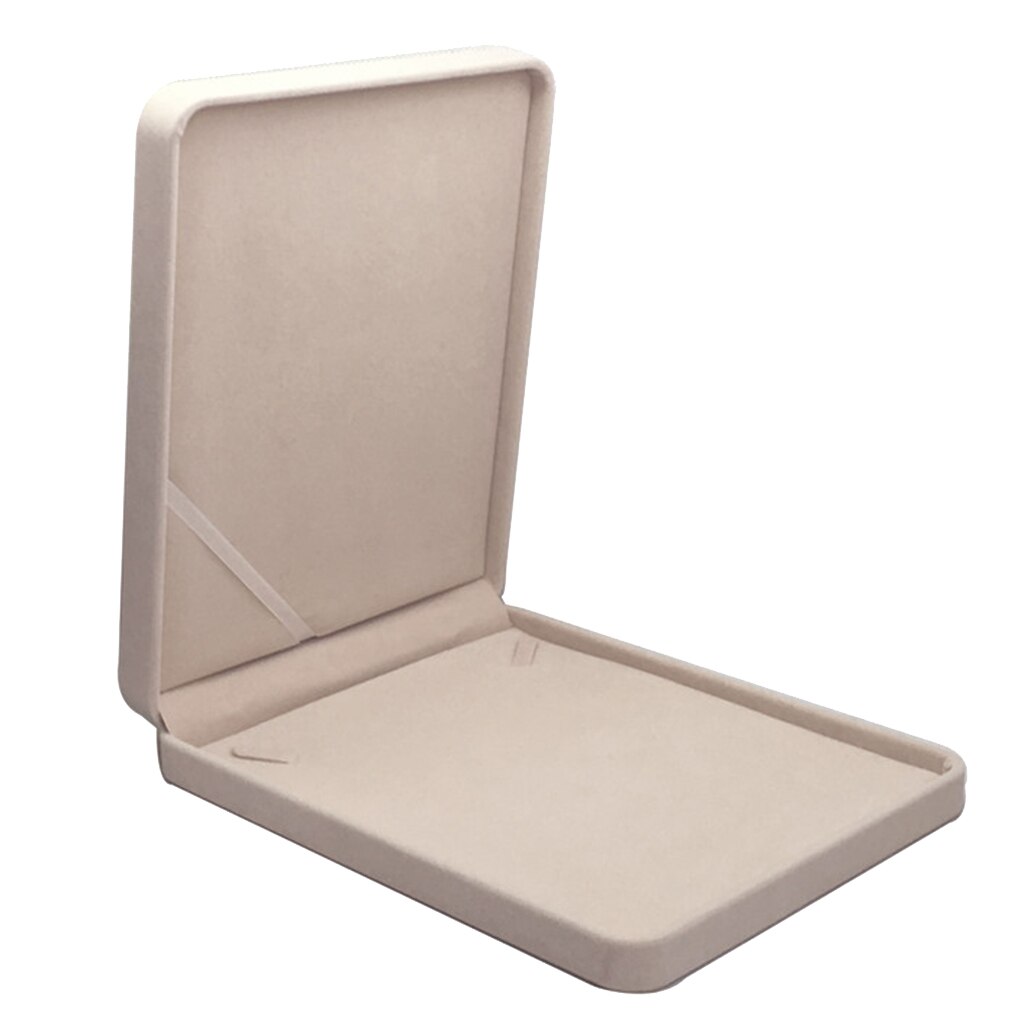 Fløyel smykker lang halskjede boks - kjede anheng display organisator boks: Beige
