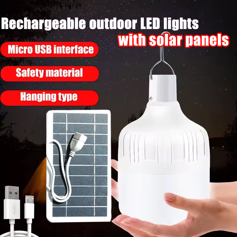 LED draagbare verlichting met zonnepaneel Outdoor USB oplaadbare noodlantaarns hangende camping spaarlamp tent tuin