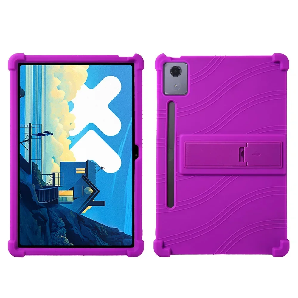 Case voor Lenovo Xiaoxin Pad Pro 12.7 inch 2025 TB373FU TB375FC Tablet Kindvriendelijk Silicon Stand Cover Resistente Flexibele Cove: Paars