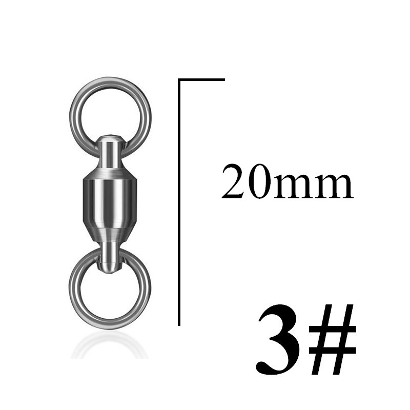 10pcs Fishing Swivel Heavy Duty Ball Bearing Connector Rolling Stainless Steel Solid Ring Hook Connector Fish Tacke Accessories: 10Pcs Size  3
