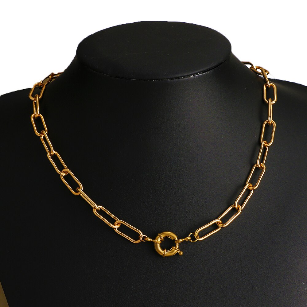#39 punk metal tyk kæde choker halskæde dame trend hip hop gylden metal chunky kæde krave halskæde smykker
